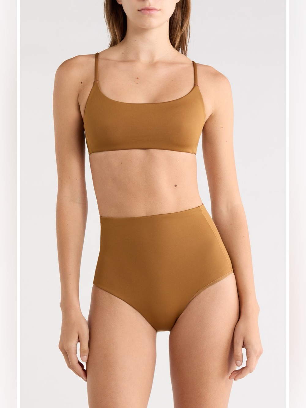 NEW LEFT ON FRIDAY Pool Days Bikini Top In Tan Lines Brown Size XL